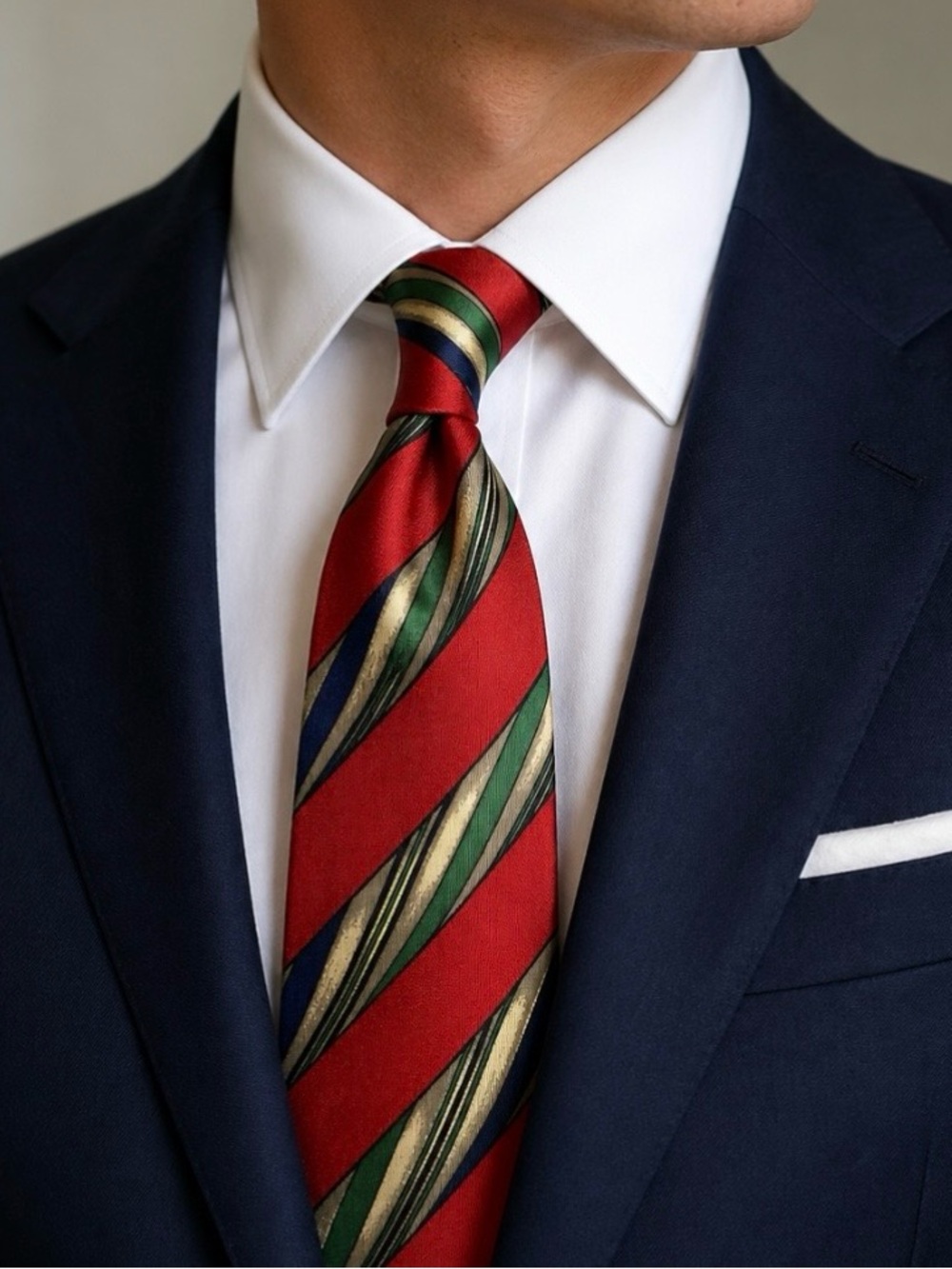 VTG Robert Talbott for Guffeys Atlanta Italian Silk Tie Red Diagonal Striped USA